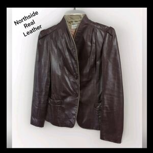 Leather Vintage🛍️Northside Genuine Leather Coat Dark Brown/Maroon Jacket 80s